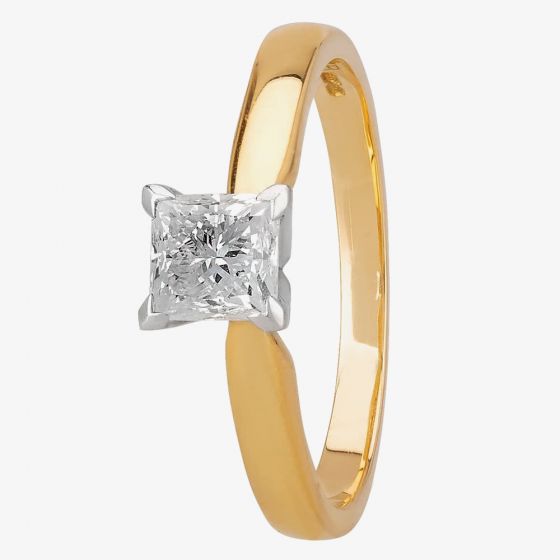 1888 Collection 18ct Gold Princess-Cut 0.70ct Diamond V-Shaped Ring M94-B3(.70CT PLUS)