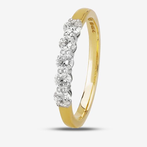 1888 Collection 18ct Yellow Gold Brilliant Cut 0.50ct Five Stone Diamond Ring HET1001
