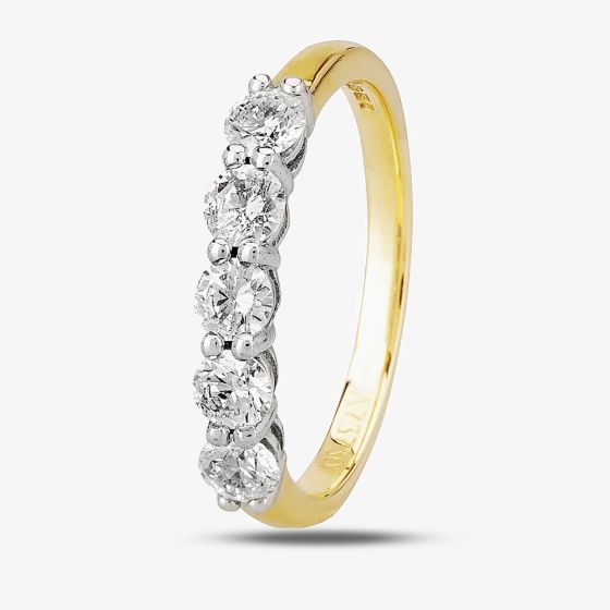1888 Collection 18ct Yellow Gold Brilliant Cut 0.75ct Five Stone Diamond Ring HET1001