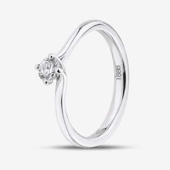 1888 Collection 18ct White Gold 0.25ct Certificated Round Cut Diamond Twist Solitaire Ring RI-137(.25CT PLUS)