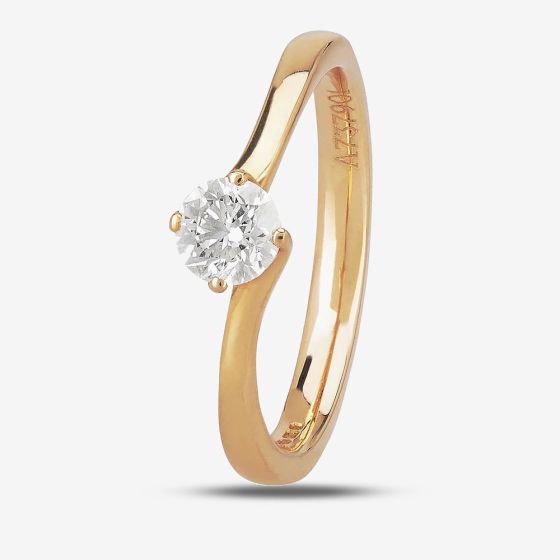 1888 Collection 18ct Rose Gold Brilliant Cut 0.40ct Diamond Twisted Solitaire Ring RI-137