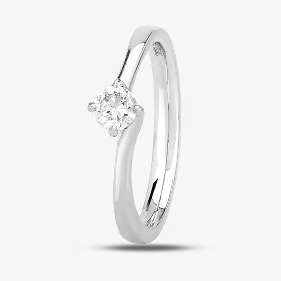 1888 Collection 18ct White Gold Brilliant Cut 0.25ct Diamond Twisted Solitaire Ring RI-137