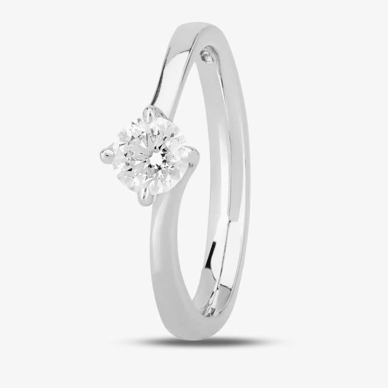 1888 Collection 18ct White Gold Brilliant Cut 0.50ct Diamond Twisted Solitaire Ring RI-137