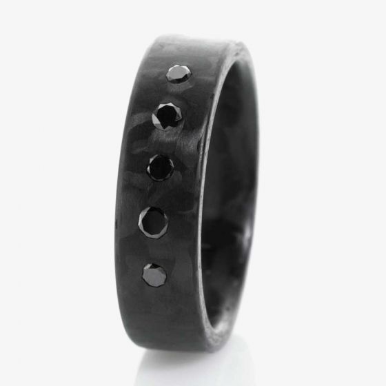 C6 by Anne Cohen Ladies Black Five 6mm Diamond Ring C6BLF-06-19