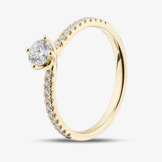 1888 Collection 9ct Yellow Gold 0.48ct Brilliant Cut Diamond Twist Solitaire Shoulder Set Ring RSP01-9Y-0.33-H-SI2
