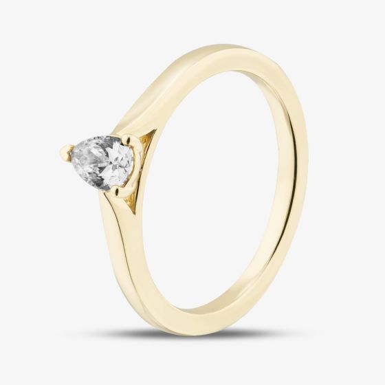 1888 Collection 9ct Yellow Gold 0.33ct Pear Cut Diamond Solitaire Ring DPP02-9Y-0.33