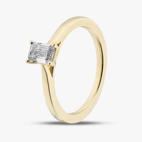 1888 Collection 9ct Yellow Gold 0.50ct Emerald Cut Diamond Solitaire Ring EPP01-9Y-0.50-H-SI2