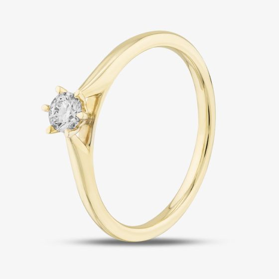 1888 Collection 9ct Yellow Gold 0.20ct Brilliant Cut Diamond Solitaire Ring RPP11-9Y-0.20-H-SI2