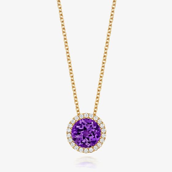 Tivon 18ct Yellow Gold Amethyst & Diamond Pendant PY-0849-AM