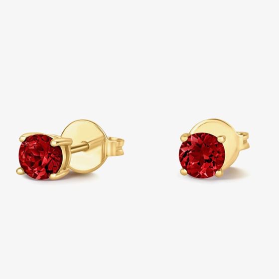 Tivon 18ct Yellow Gold Brilliant Cut Garnet Four Claw Stud Earrings EY-0855-GR