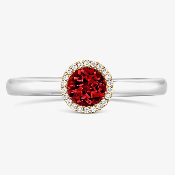 Tivon 18ct White Gold & Brilliant Cut 0.60ct Garnet Halo Ring RTT-1637-GR