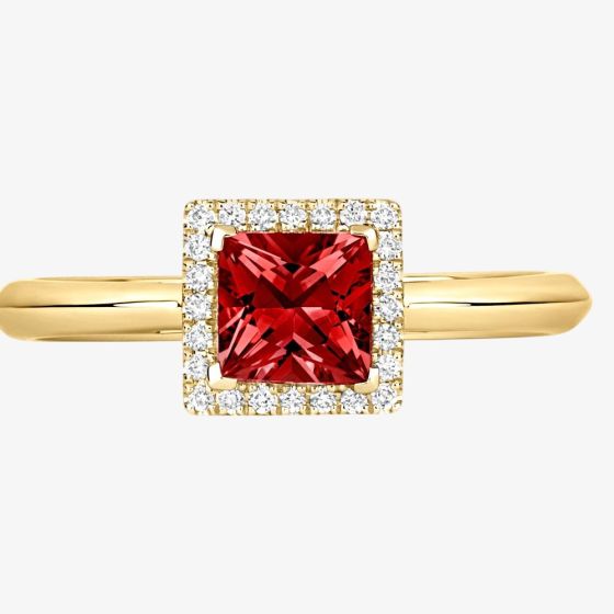 Tivon 18ct Yellow Gold Princess Cut 0.75ct Garnet Ring RY-1653-GR
