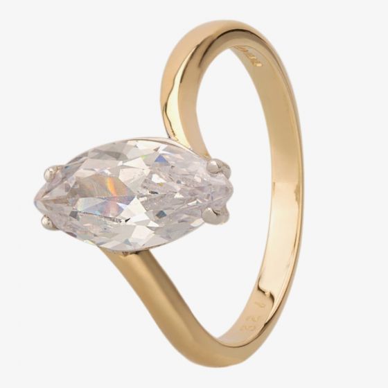 9ct Two Colour Gold Marquise-cut Cubic Zirconia Solitaire Twist Ring 3272/CZ