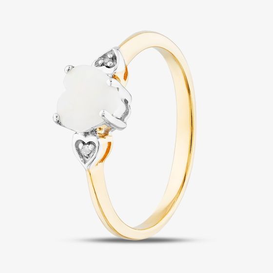 Silver Gold Plated White Opal Diamond Heart Ring S2277Y