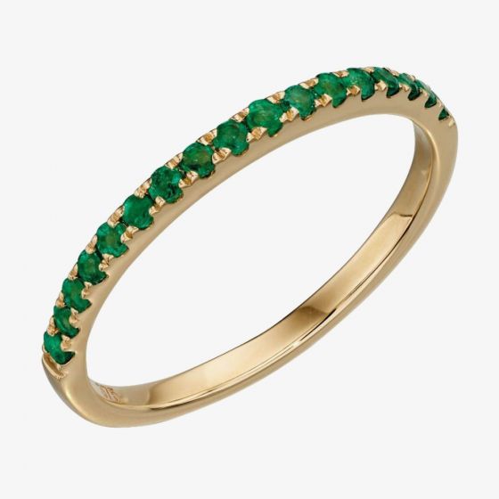 9ct Yellow Gold Emerald Half Eternity Ring GR538G