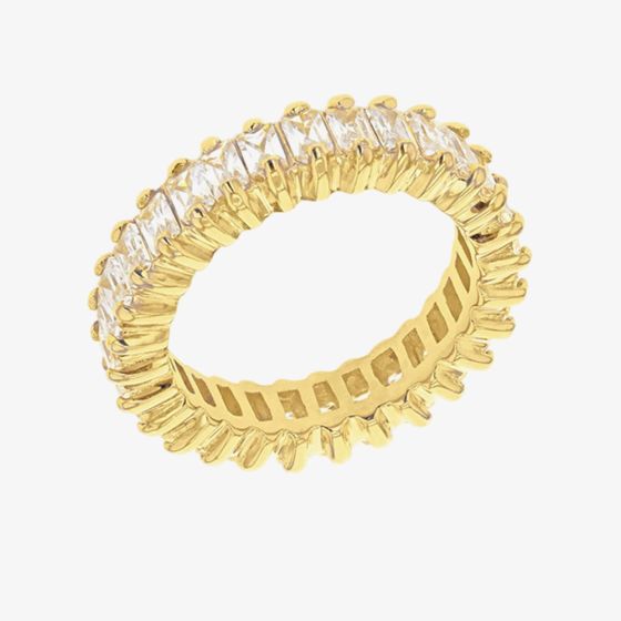 LUXE Silver Gold Plated Rectangular Cubic Zirconia Full Eternity Ring 8.98.0010