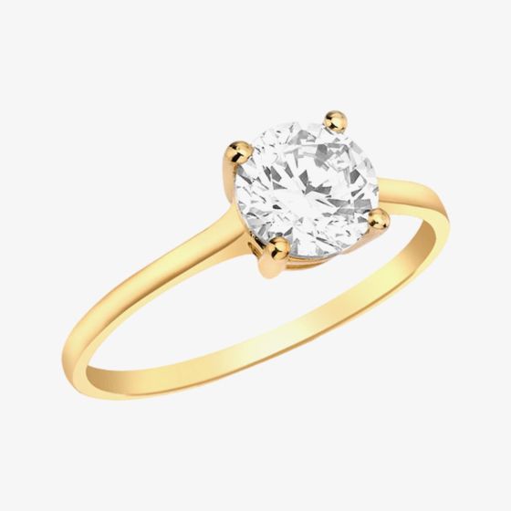 9ct Yellow Gold Cubic Zirconia Solitaire Ring 1.84.8269