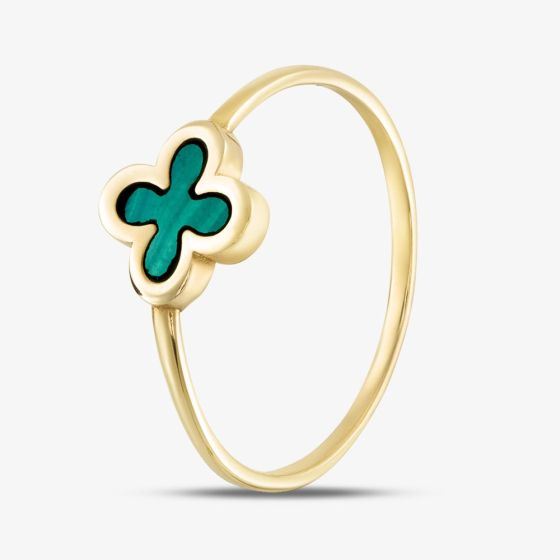 9ct Yellow Gold Malachite Clover Ring 1.84.9971