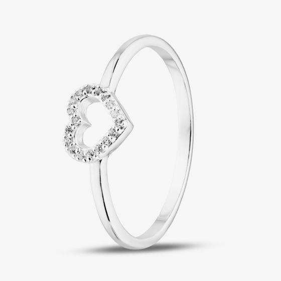 Sterling Silver Cubic Zirconia Open Heart Ring 042-58411/SP
