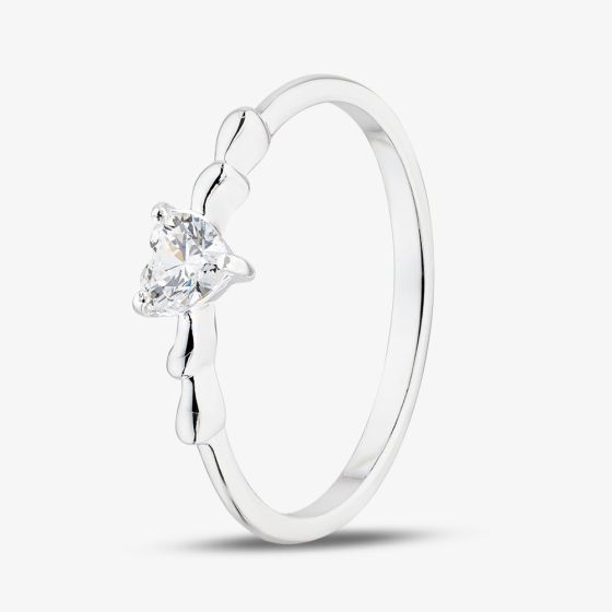 Sterling Silver Heart Shaped Cubic Zirconia Ring 042-60407/SP