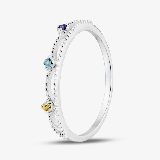 Sterling Silver Multi Colour Cubic Zirconia Two Band Ring 042-59920/SP