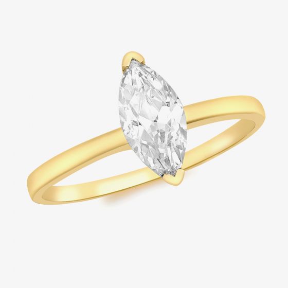 9ct Yellow Gold Marquise-Cut Crystal Solitaire Ring 1.84.4941
