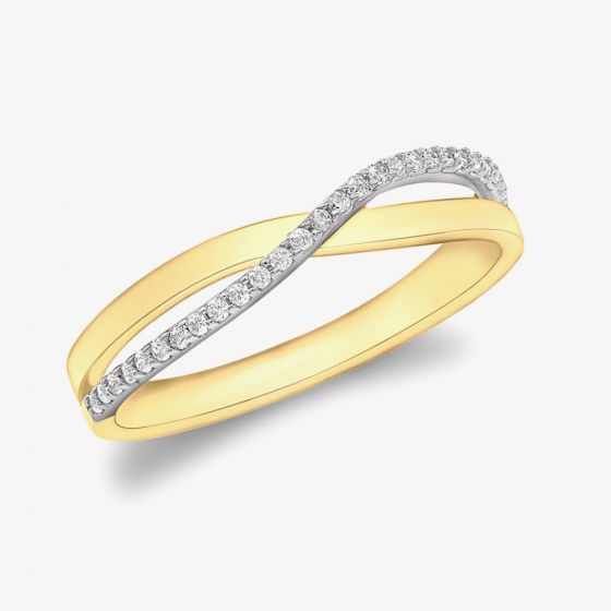 9ct Yellow Gold Crystal Crossover Ring 1.84.9419