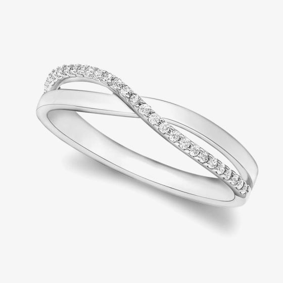 9ct White Gold Crystal Crossover Ring 5.84.9429