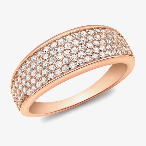 9ct Rose Gold Pave Crystal Tapered Ring 5.84.9559
