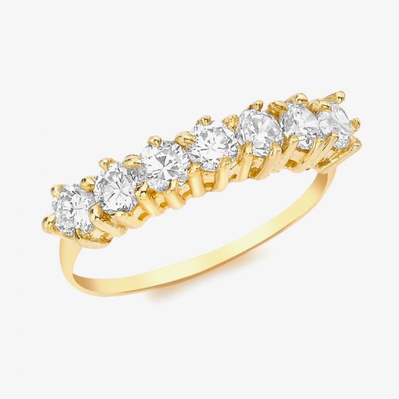 9ct Yellow Gold 7-Stone Crystal Half Eternity Ring 1.84.5211