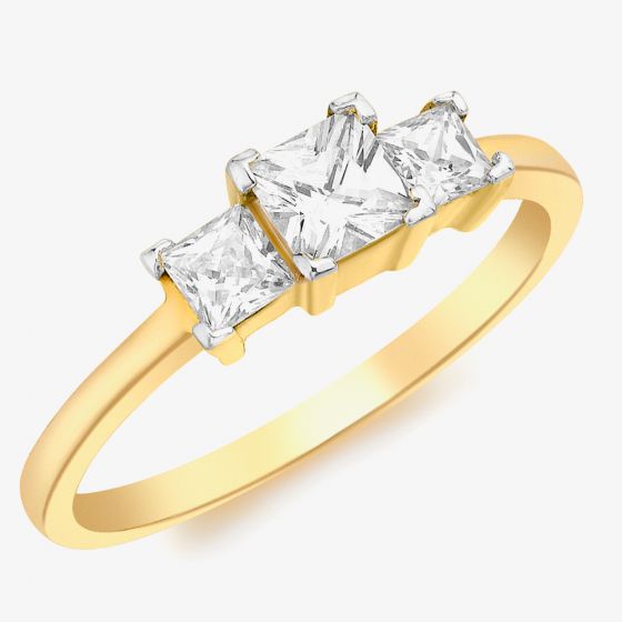 9ct Yellow Gold 3-Stone Graduated Crystal Ring 1.84.6461