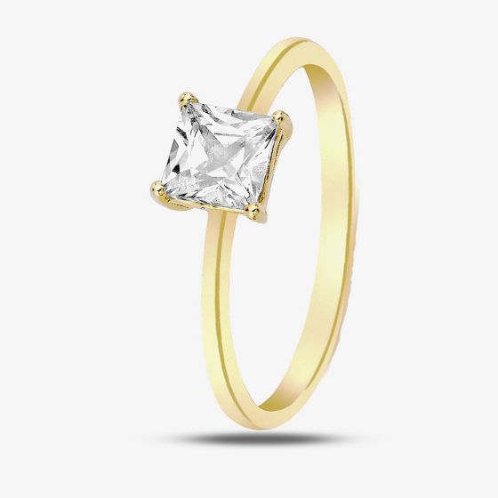 9ct Gold Single Stone 5mm Cubic Zirconia Ring 1.84.6209