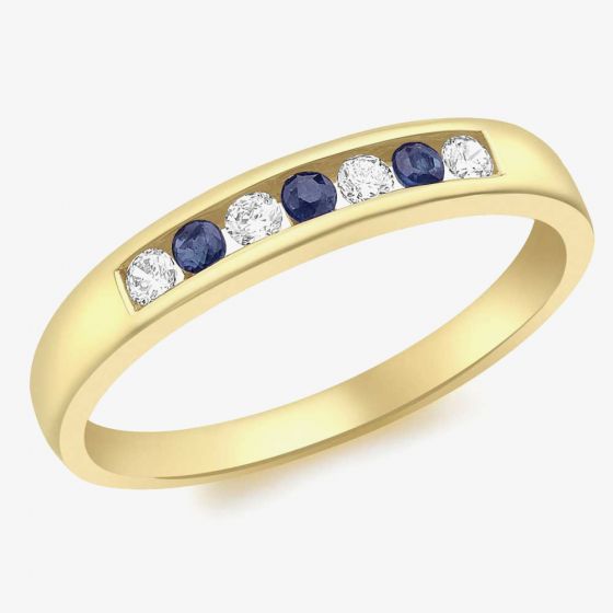 9ct Gold White Blue Channel Set Half Eternity Ring 1.84.9369