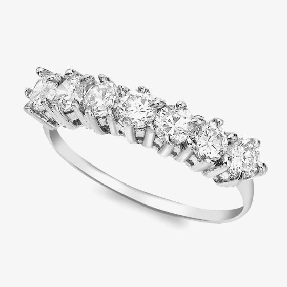 9ct White Gold 7-Stone Crystal Half Eternity Ring 5.84.5211