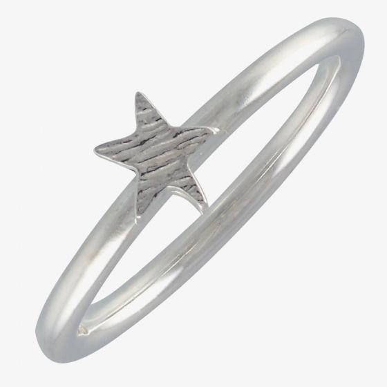 Scarlett Silver Textured Star Stacking Ring R2498S-M