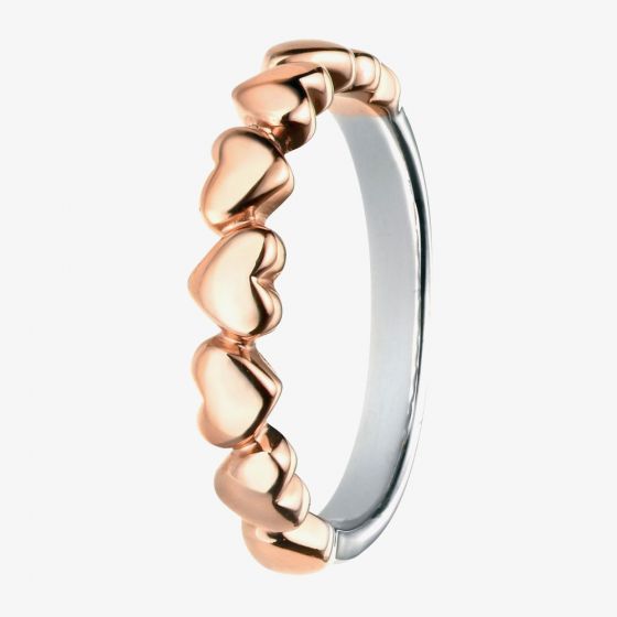 Rhodium And Rose Gold-Plated Multi Heart Ring R3459 