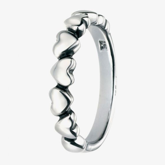 Rhodium-Plated Multi Heart Ring R3460