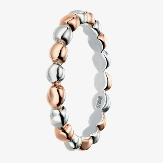 Rhodium And Rose Gold-Plated Multi Ball Ring R3462 