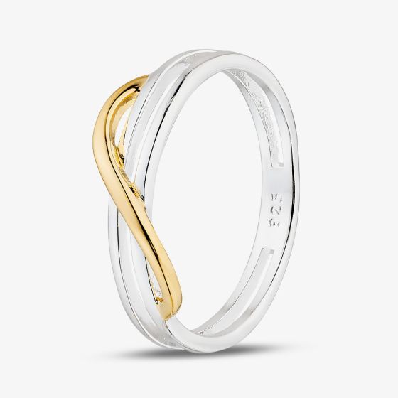 Yellow Gold Plated Sterling Silver Double Band Wave Ring 012-27511