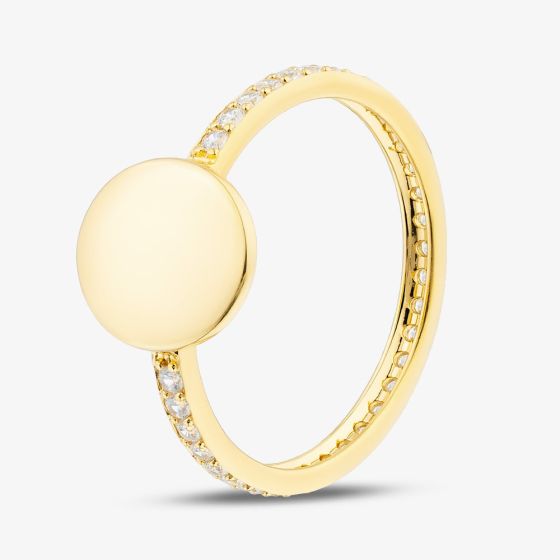Yellow Gold Plated Sterling Silver Engravable Cubic Zirconia Eternity Ring AR9693Z/G