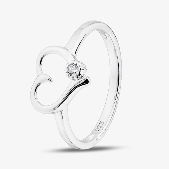Sterling Silver Cubic Zirconia Open Heart Ring 05S2AZR588304