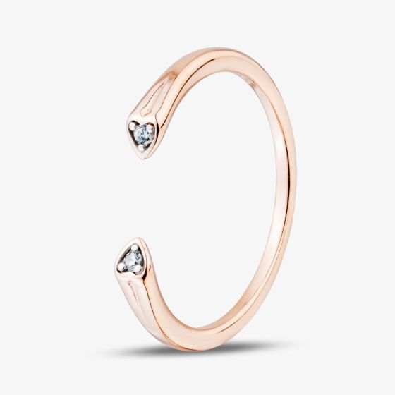 Rose Gold Tone Plated Sterling Silver Cubic Zirconia Heart Open Ring 05S2AVR518610