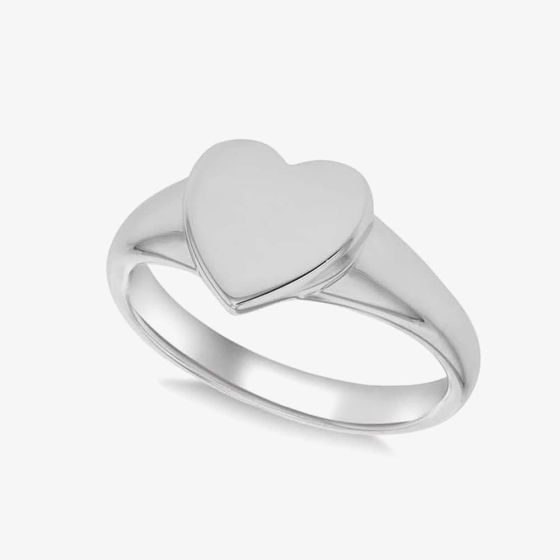 Silver Rhodium Plated Small Heart Shaped Signet Ring 8.81.0340