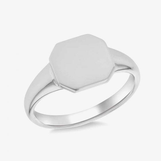 Silver Rhodium Plated Octagon Shaped Signet Ring 8.81.0350