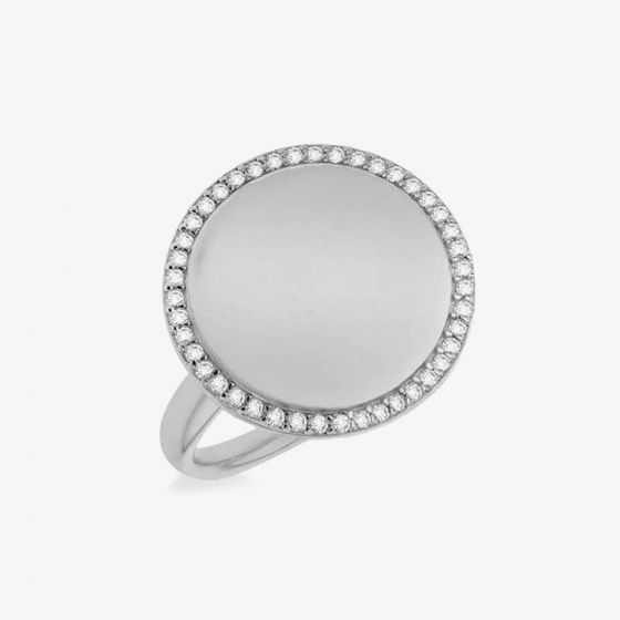 Silver Rhodium Plated Cubic Zirconia Round Signet Ring 8.82.0100