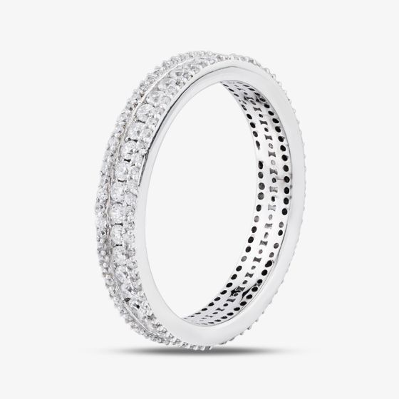 Silver Cubic Zirconia Full Eternity Band Ring OJR0228