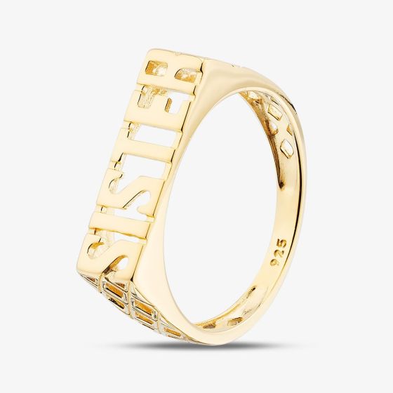 Sterling Silver Gold Tone Sister Signet Ring S2002Y