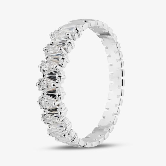 Sterling Silver Tapered Baguette Cubic Zirconia Half Eternity Ring 042-56904/SP