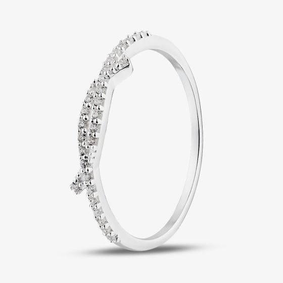 Sterling Silver Cubic Zirconia Crossover Ring 042-57263/SP