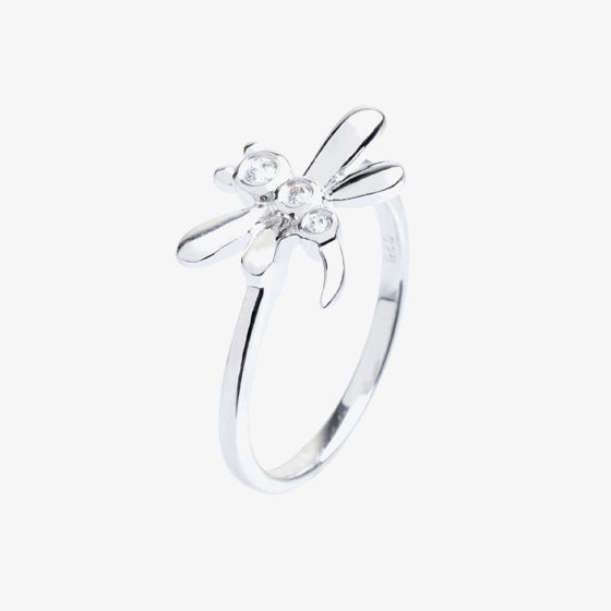 Silver Cubic Zirconia Dragonfly Ring ZCR12428